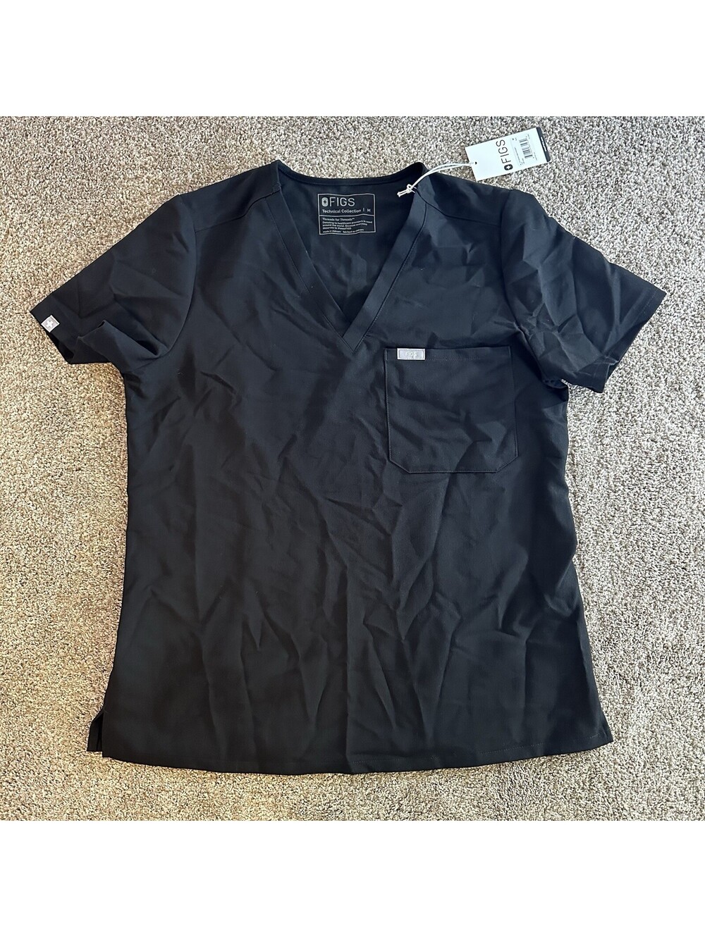 NEW FIGS Womens Short Sleeve One Pocket Scrub Top Catarina Black FW1000 Size M